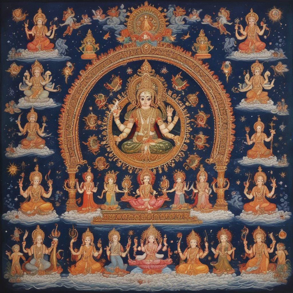 A Visual Representation of Hindu Deities in Celestial Realm